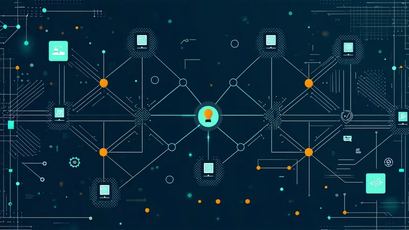 PLC data ingestion: abstract network connectivity diagram showing factory devices connecting to data layer